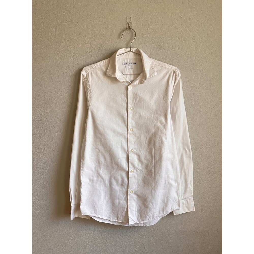 Zara Men's Slim Fit Long Sleeve Button Down in White Size SMALL